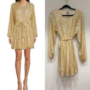 NWT Gibson Latimer Gold Sequin Mini Dress